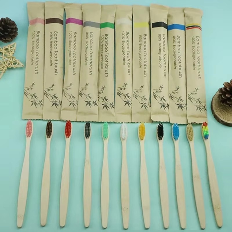 Teeth Whitening Charcoal - 5-40pcs Colorful Natural Bamboo Toothbrush Soft