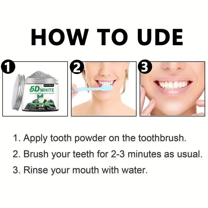 YUlTlKUE 5D White Activated ch - Teeth Whitening Charcoal 评论和价格