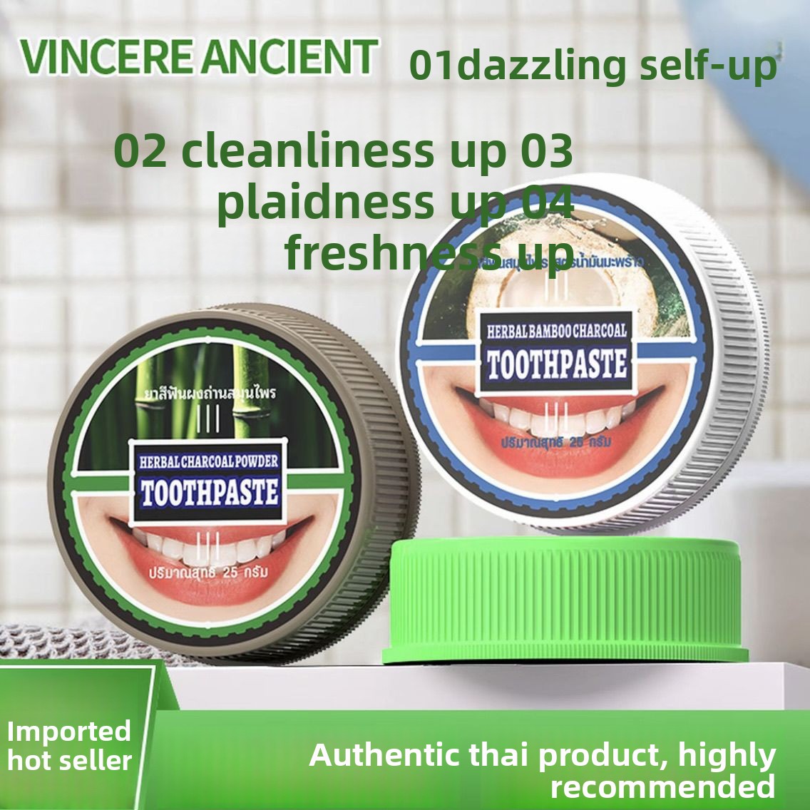 Natural Thai VINCERE Tooth Pow - Teeth Whitening Charcoal 评论和价格