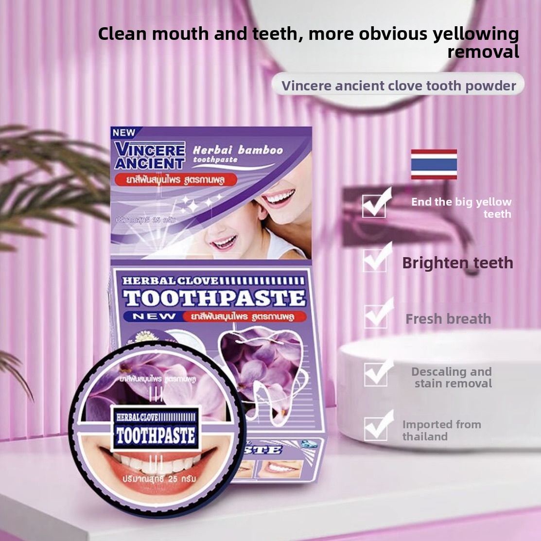Natural Thai VINCERE Tooth Pow - Teeth Whitening Charcoal 评论和价格